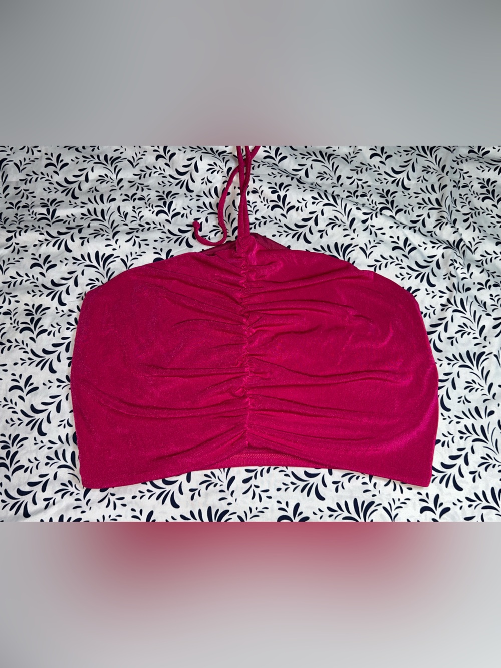 Fashion Nova Berry Halter Ruched Crop Top